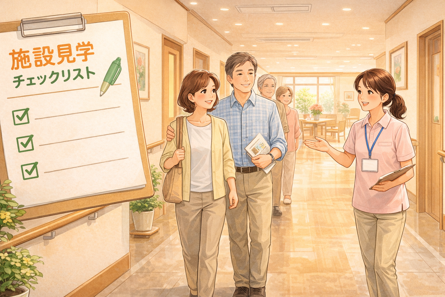 介護施設見学のイラスト