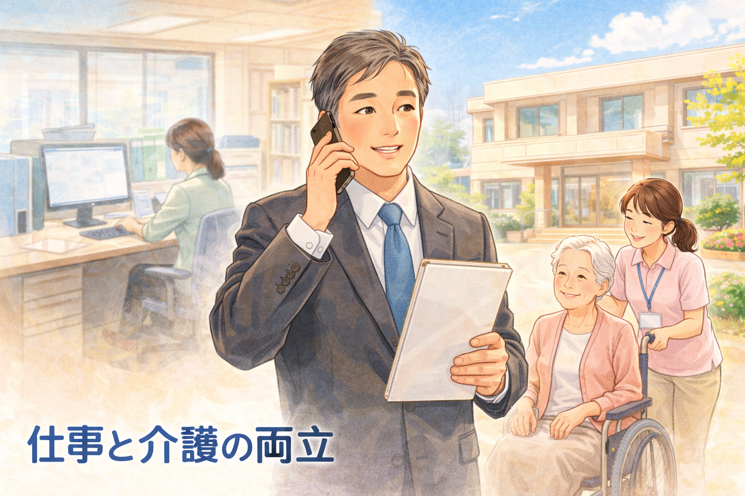 仕事と介護の両立のイラスト