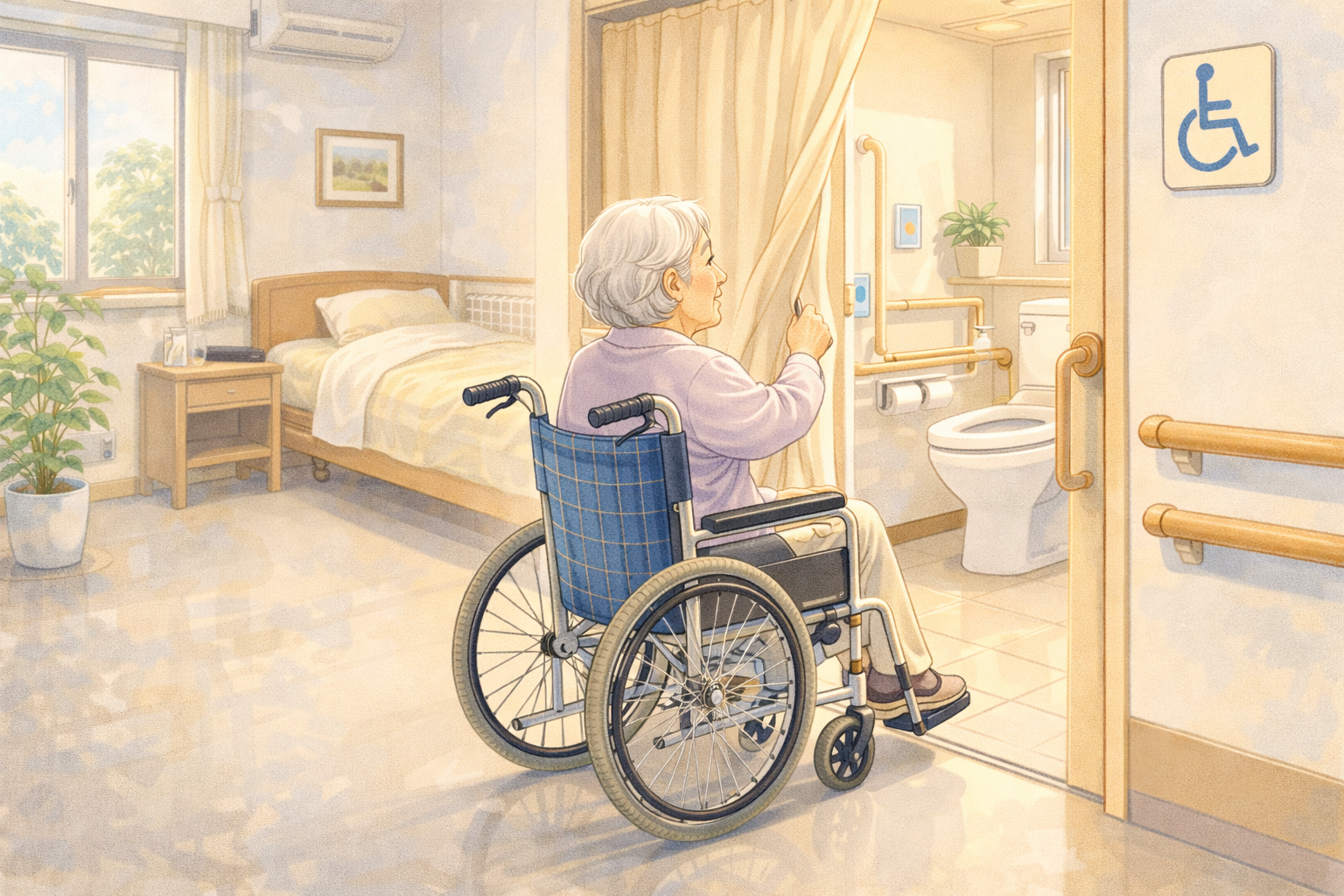 介護施設のバリアフリートイレのイラスト