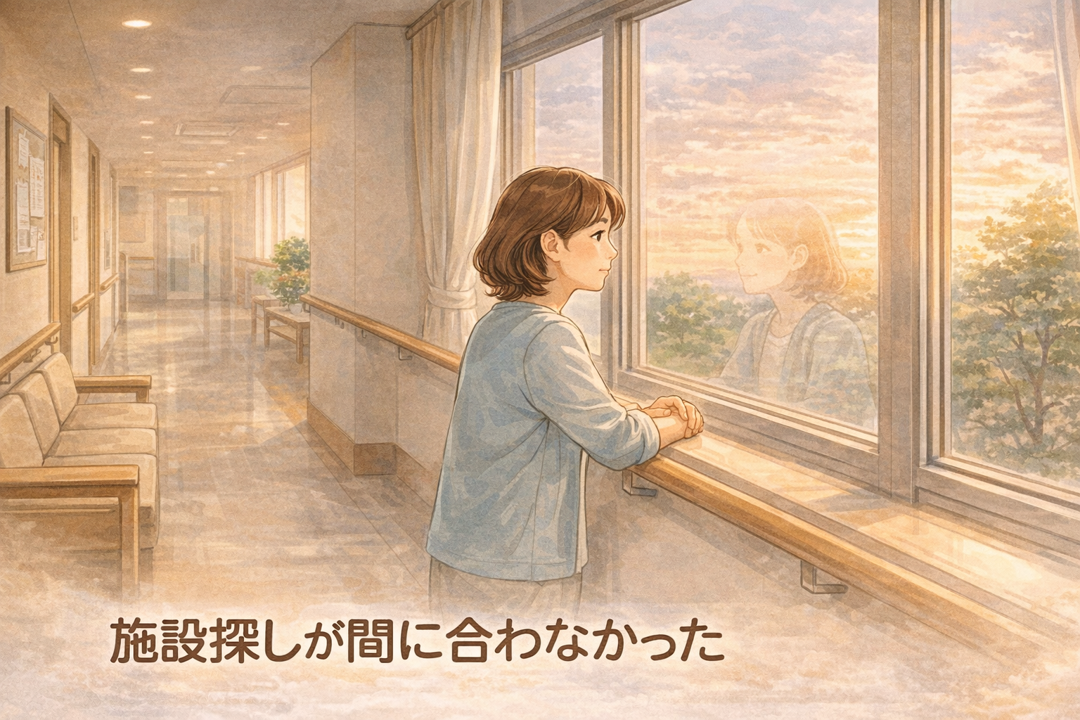 施設探しが間に合わなかった場面のイラスト